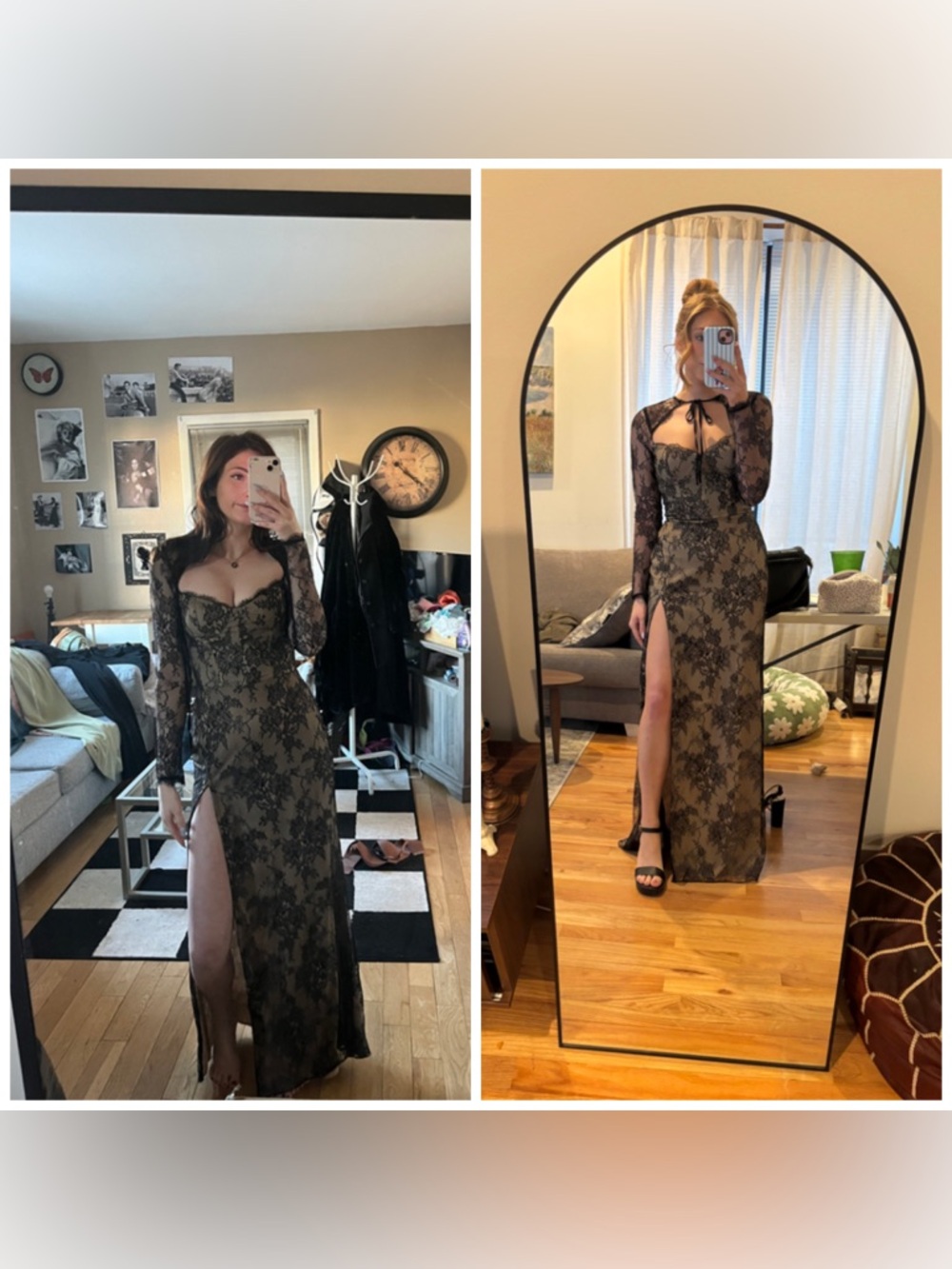 Katie May Persia Lace Maxi Gown‎ Black Slit Small